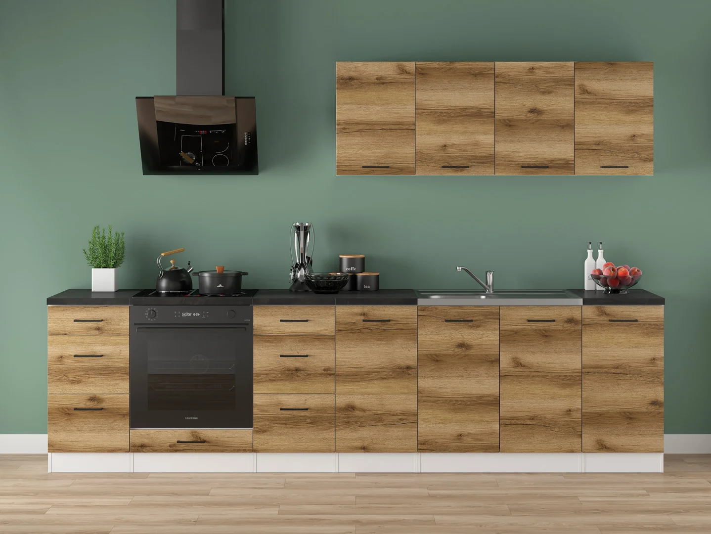 300 cm Light Oak Modern Complete Kitchen Set